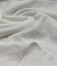 White Textured Jacquard 2 Way Stretch Fabric - T9 Fabrics