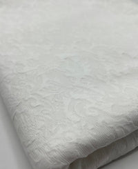 White Textured Jacquard 2 Way Stretch Fabric - T9 Fabrics