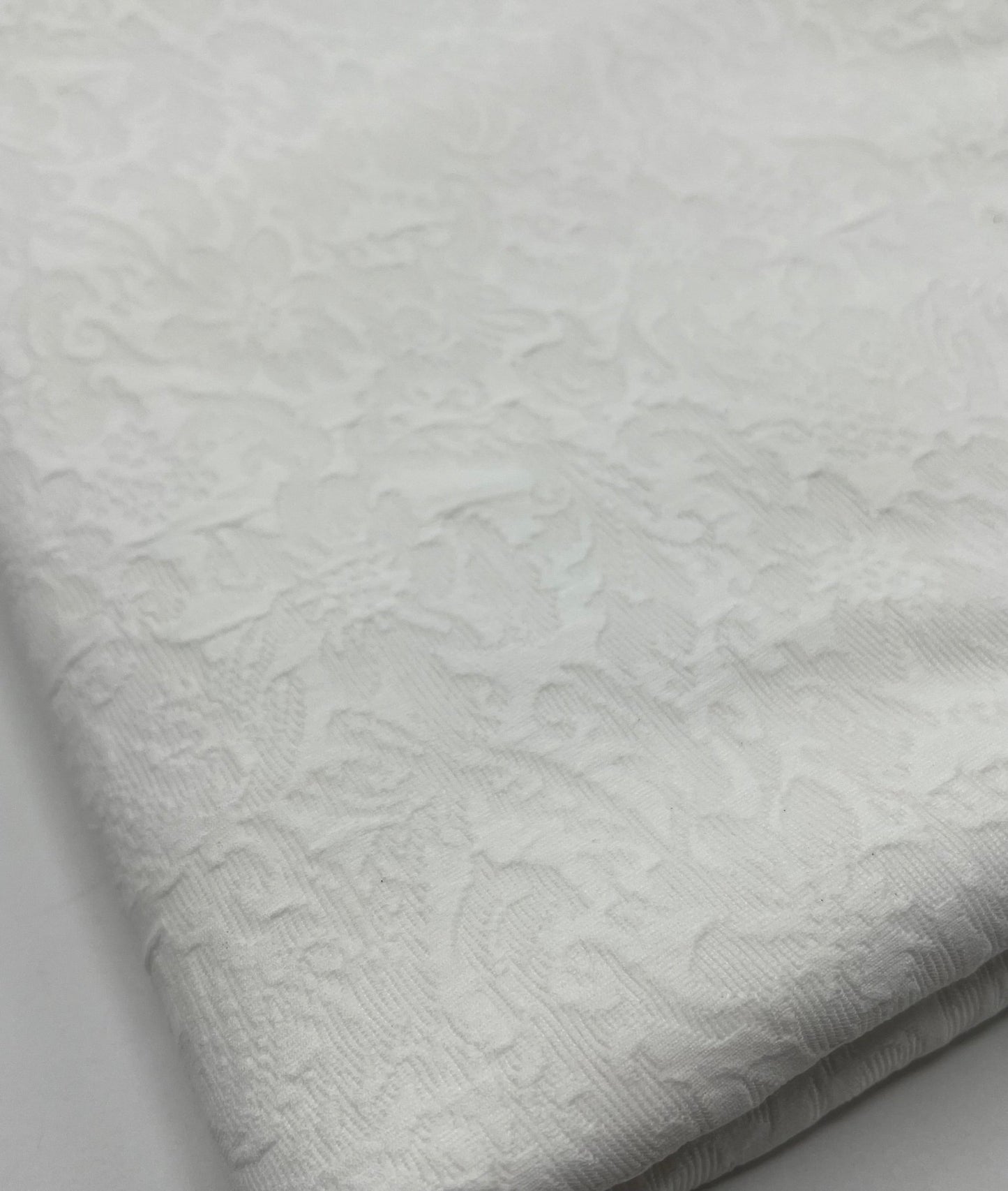White Textured Jacquard 2 Way Stretch Fabric - T9 Fabrics