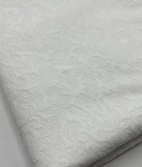 White Textured Jacquard 2 Way Stretch Fabric - T9 Fabrics