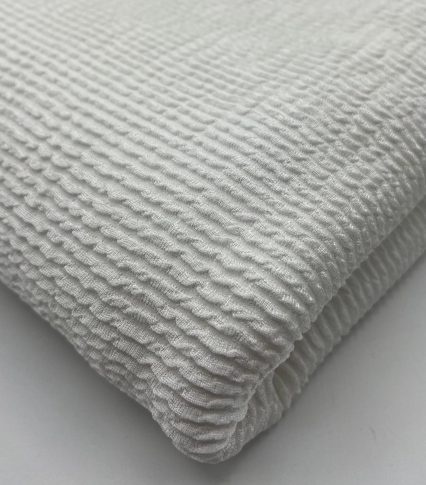 White Thick Rope Rib 2 Way Stretch Fabric - T9 Fabrics