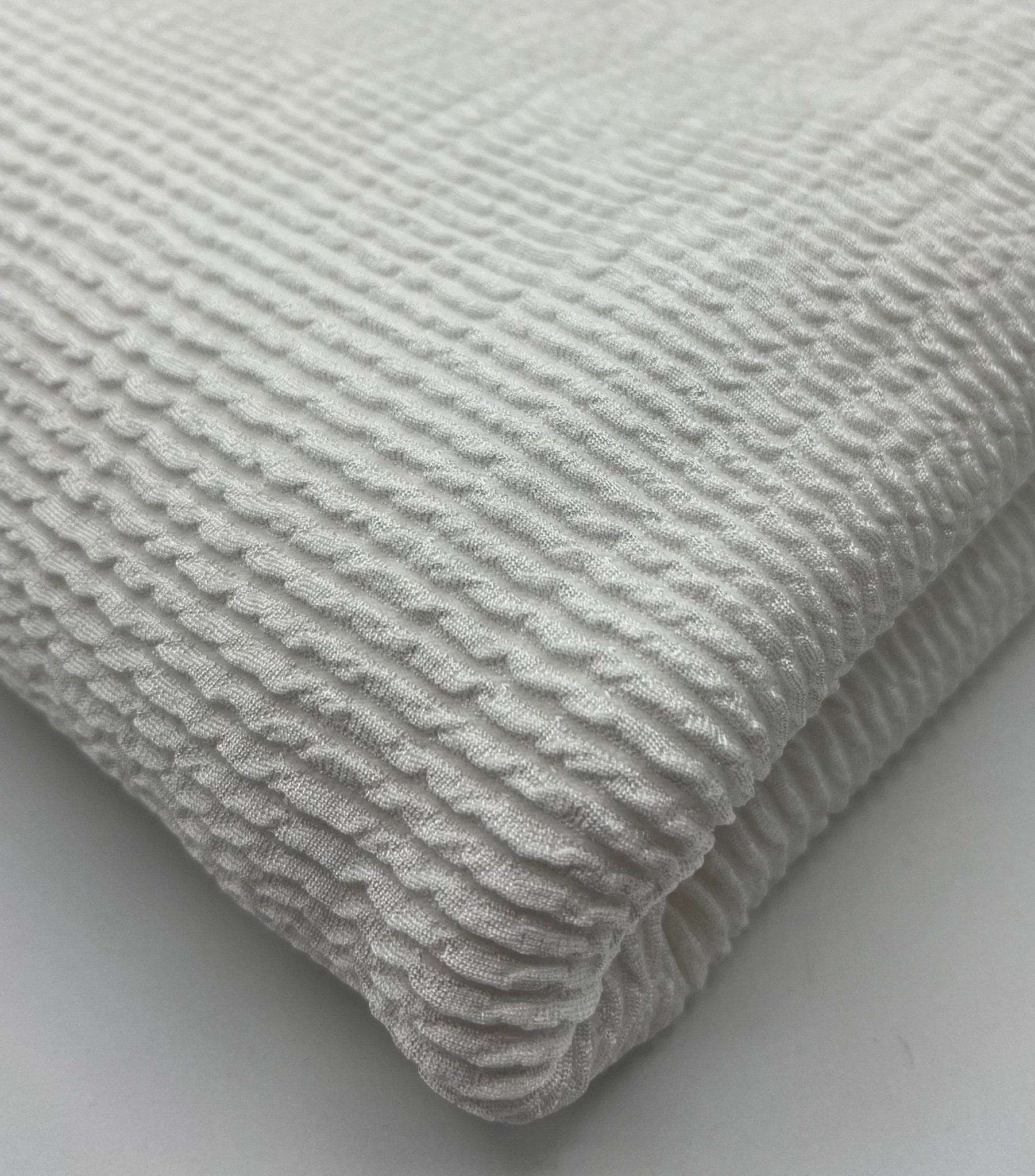 White Thick Rope Rib 2 Way Stretch Fabric - T9 Fabrics