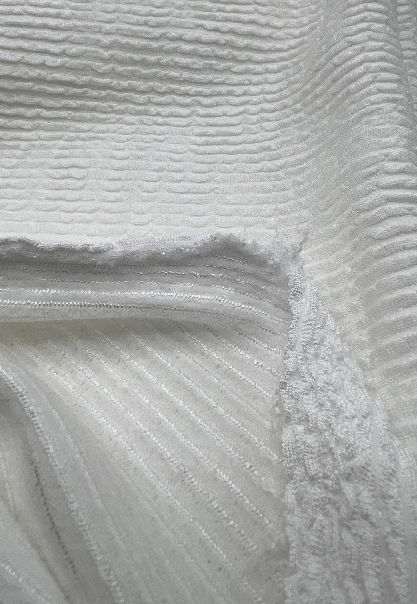 White Thick Rope Rib 2 Way Stretch Fabric - T9 Fabrics