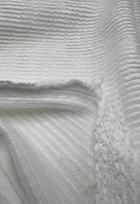 White Thick Rope Rib 2 Way Stretch Fabric - T9 Fabrics