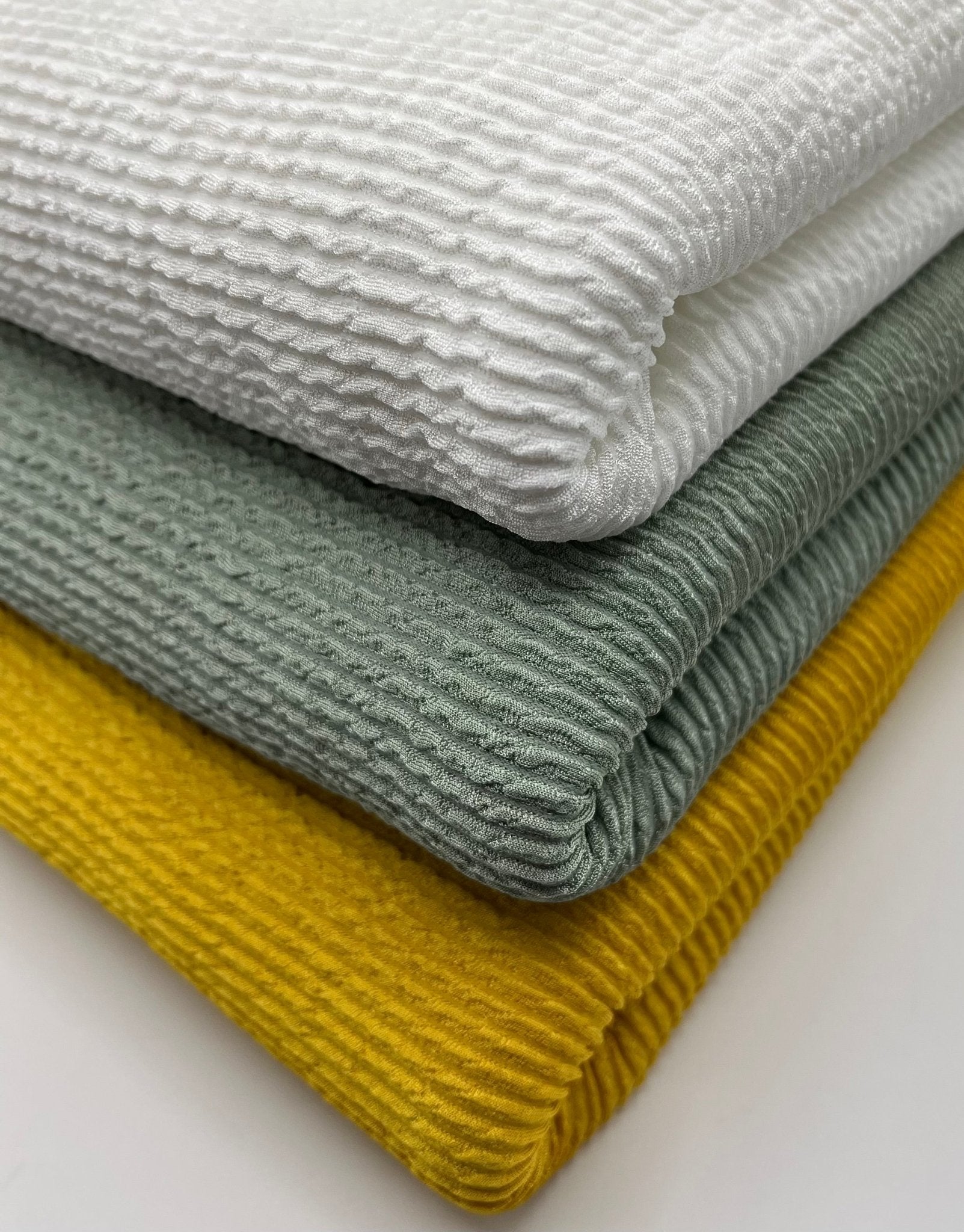 White Thick Rope Rib 2 Way Stretch Fabric - T9 Fabrics