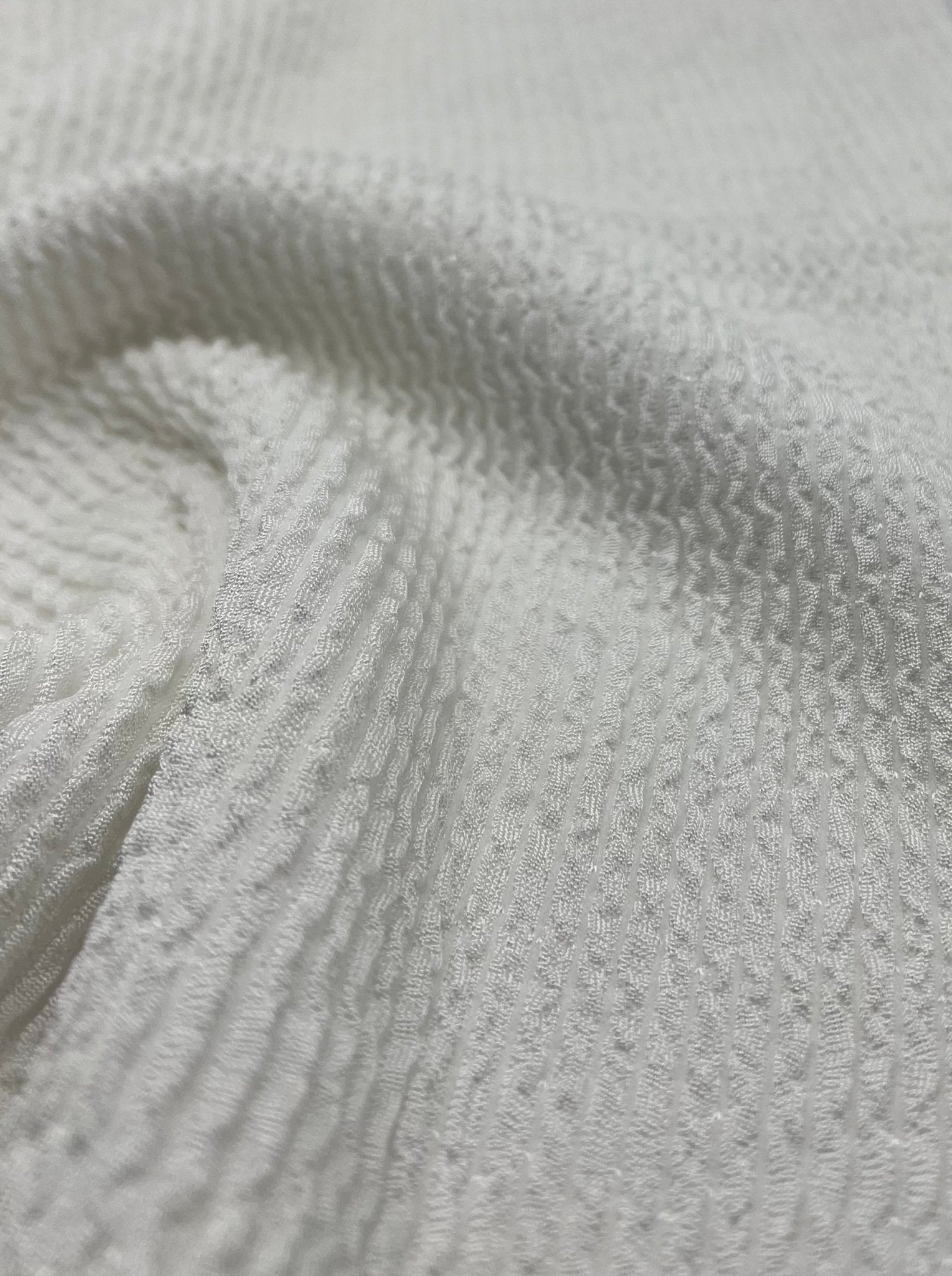 White Thick Rope Rib 2 Way Stretch Fabric - T9 Fabrics