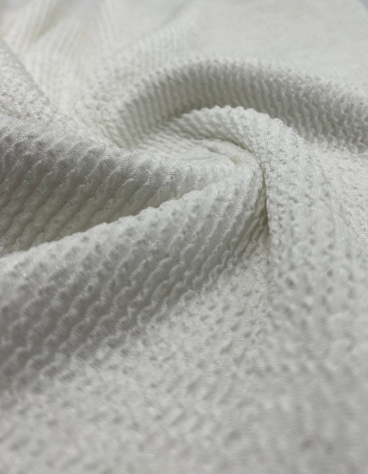 White Thick Rope Rib 2 Way Stretch Fabric - T9 Fabrics