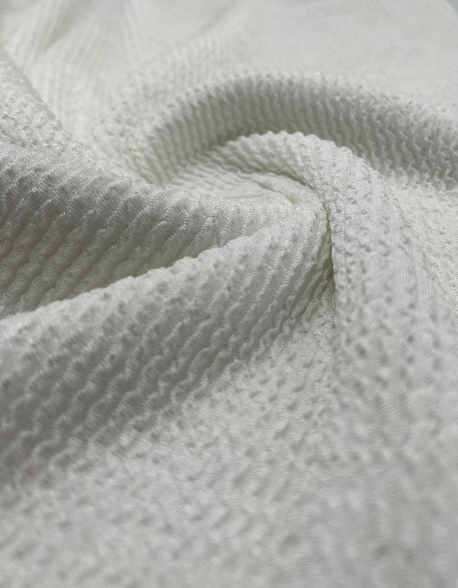 White Thick Rope Rib 2 Way Stretch Fabric - T9 Fabrics