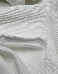 White Thick Rope Rib 2 Way Stretch Fabric - T9 Fabrics