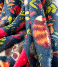 Woodland Animals Cuddle Fleece Fabric Blanket Loungewear - T9 Fabrics
