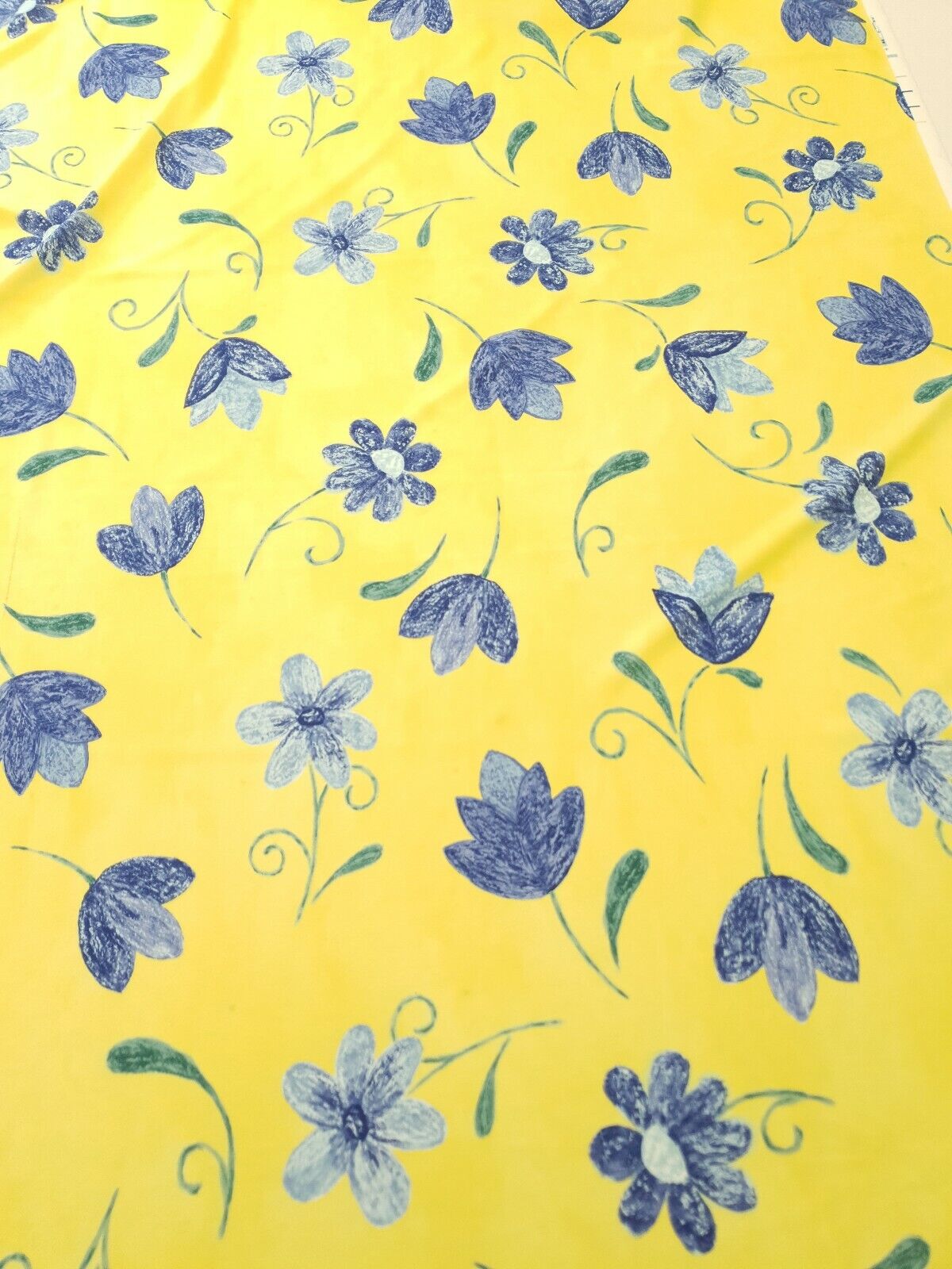 Yellow & Blue Floral Printed Scuba Crepe Jersey Fabric 4 Way Stretch - T9 Fabrics