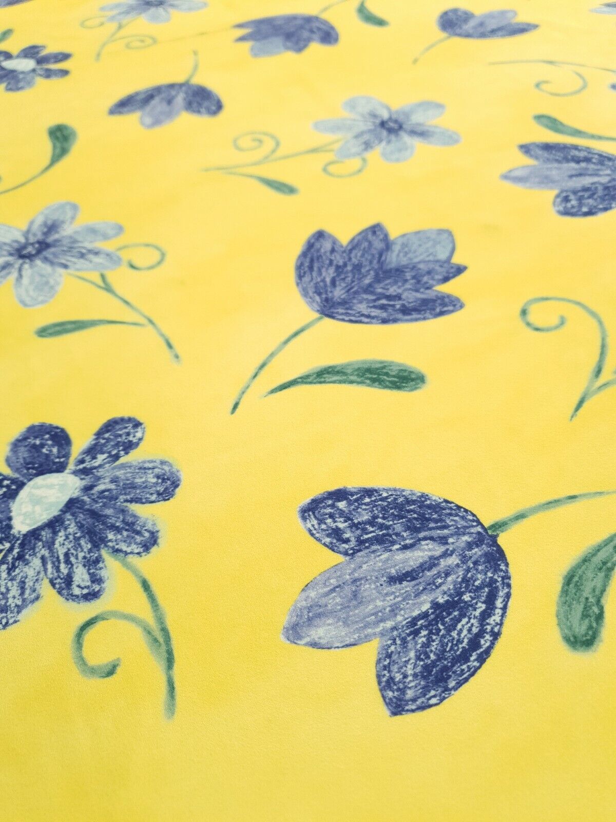 Yellow & Blue Floral Printed Scuba Crepe Jersey Fabric 4 Way Stretch - T9 Fabrics