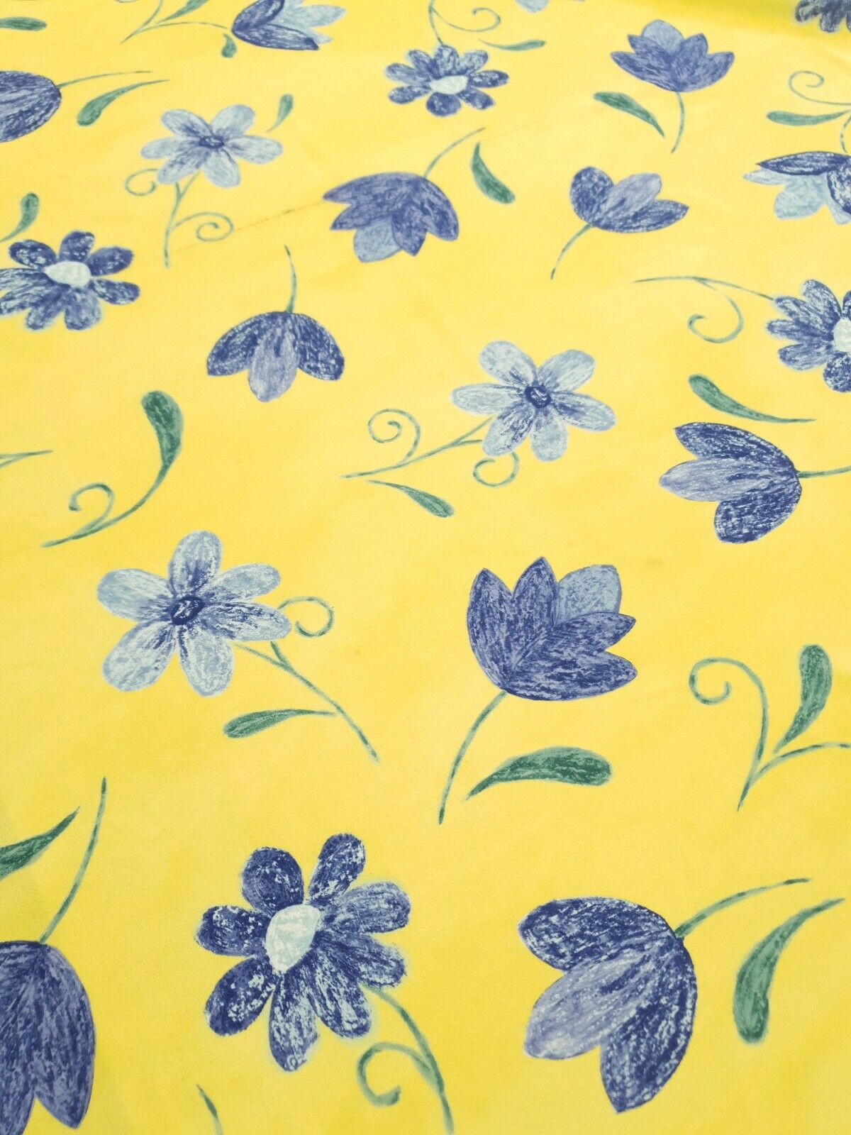 Yellow & Blue Floral Printed Scuba Crepe Jersey Fabric 4 Way Stretch - T9 Fabrics