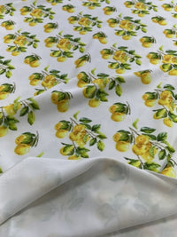 Yellow Fruit Printed Scuba Crepe Jersey Fabric 4 Way Stretch - T9 Fabrics