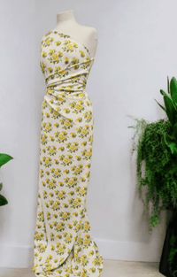 Yellow Fruit Printed Scuba Crepe Jersey Fabric 4 Way Stretch - T9 Fabrics
