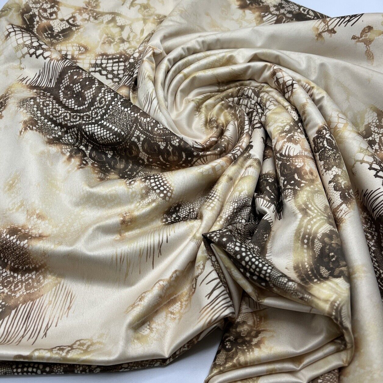 Yellow Gold Print Soft Touch Stretch Fabric - T9 Fabrics