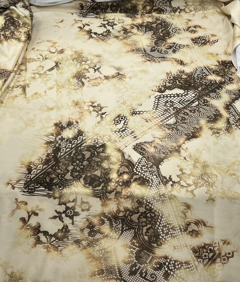 Yellow Gold Print Soft Touch Stretch Fabric - T9 Fabrics