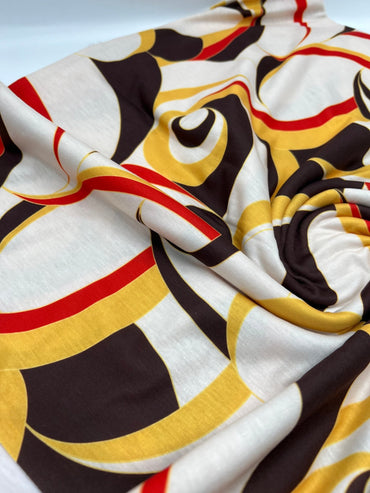 Yellow Mix Print Spun Poly Stretch Fabric - T9 Fabrics