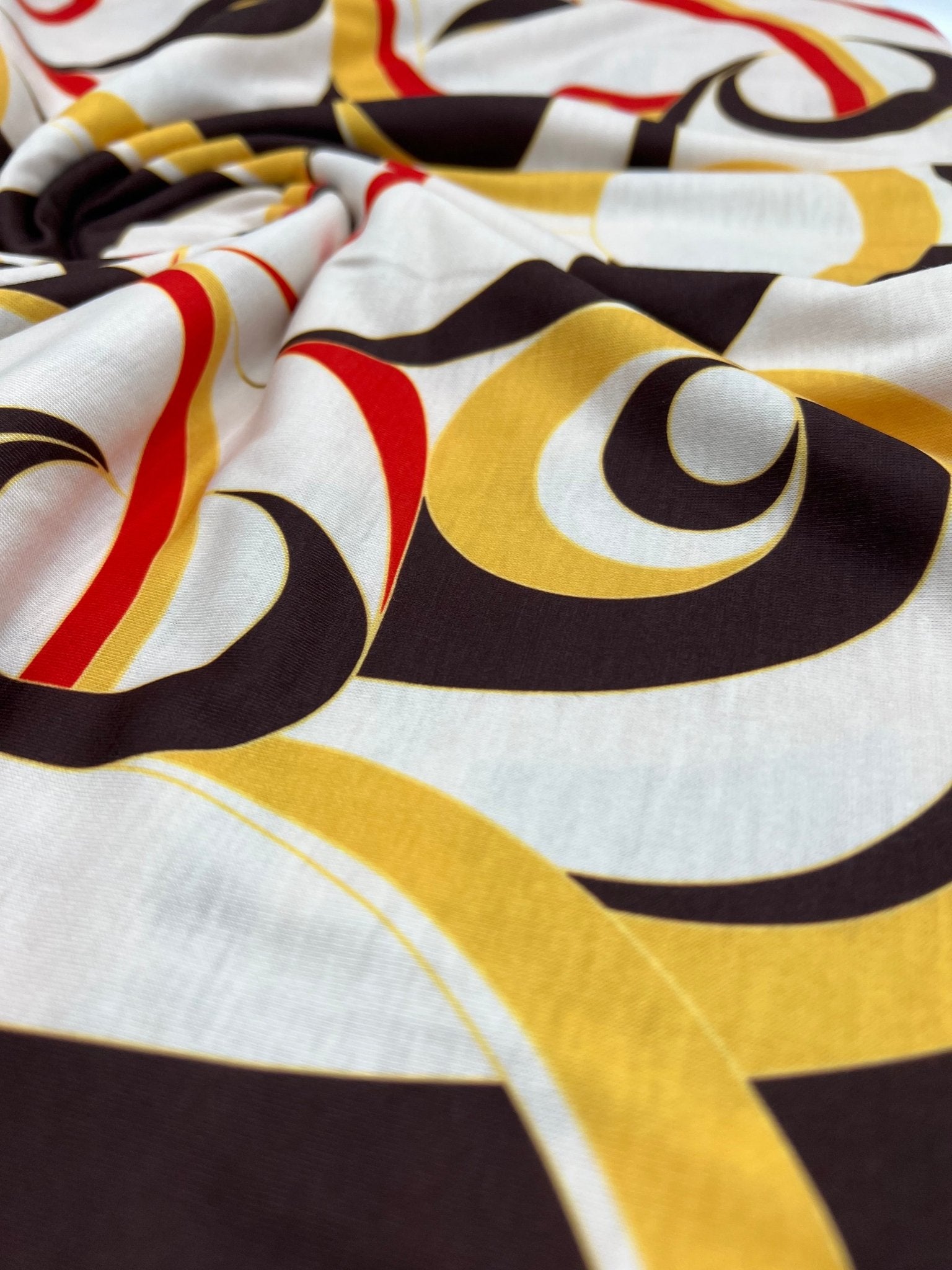 Yellow Mix Print Spun Poly Stretch Fabric - T9 Fabrics