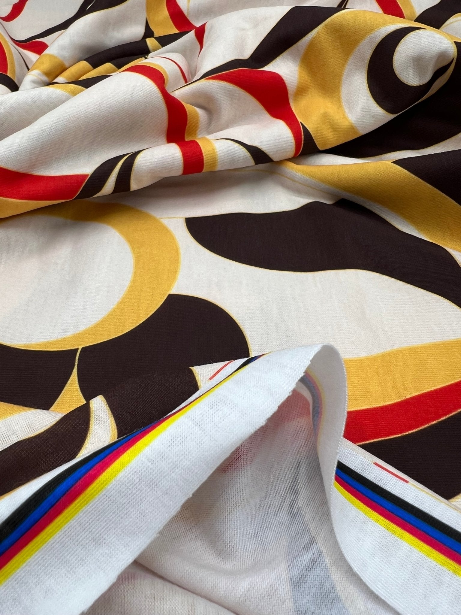 Yellow Mix Print Spun Poly Stretch Fabric - T9 Fabrics