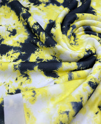 Yellow Mix Printed Lightweight Jersey Crepe Fabric 4 Way Stretch - T9 Fabrics