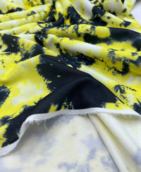 Yellow Mix Printed Lightweight Jersey Crepe Fabric 4 Way Stretch - T9 Fabrics