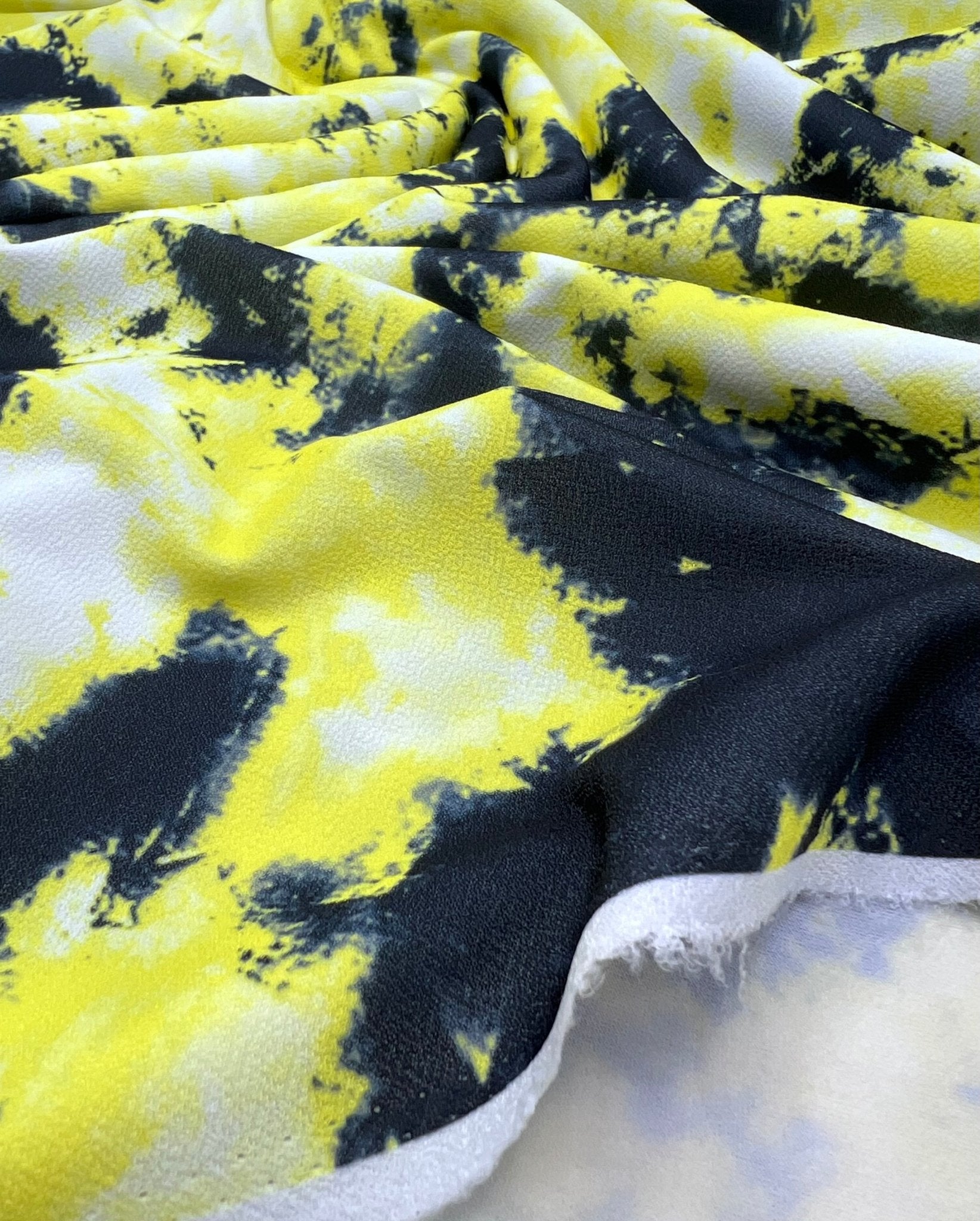 Yellow Mix Printed Lightweight Jersey Crepe Fabric 4 Way Stretch - T9 Fabrics