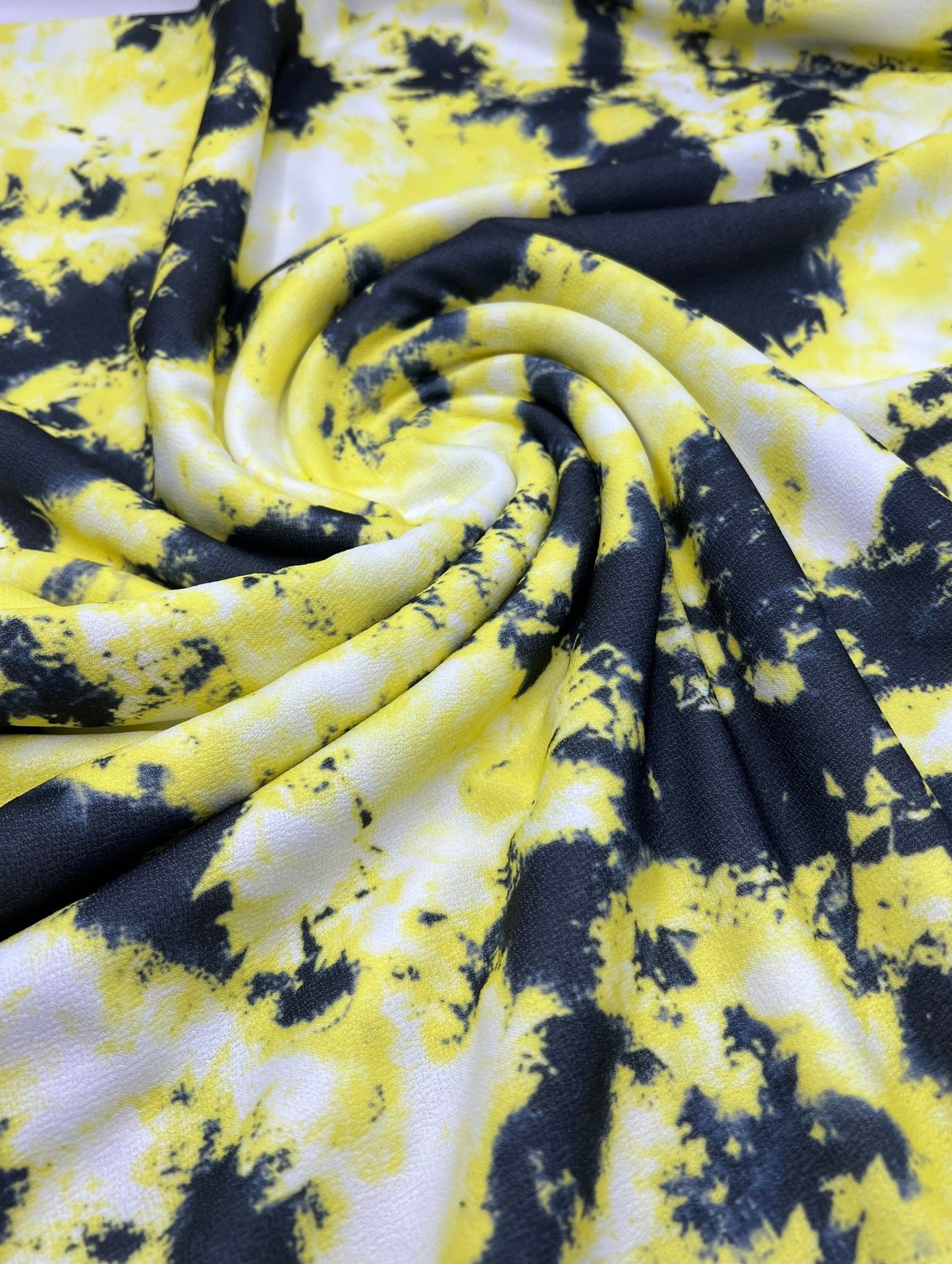 Yellow Mix Printed Lightweight Jersey Crepe Fabric 4 Way Stretch - T9 Fabrics