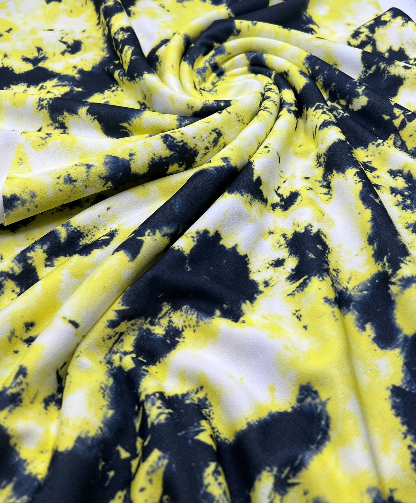 Yellow Mix Printed Lightweight Jersey Crepe Fabric 4 Way Stretch - T9 Fabrics