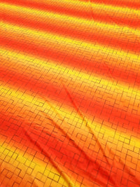 Yellow & Orange Squares Print Lightweight Jersey Crepe Fabric 4 Way Stretch - T9 Fabrics