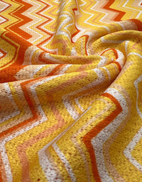 Yellow Orange Zigzag Knitted 4 Way Stretch Fabric - T9 Fabrics