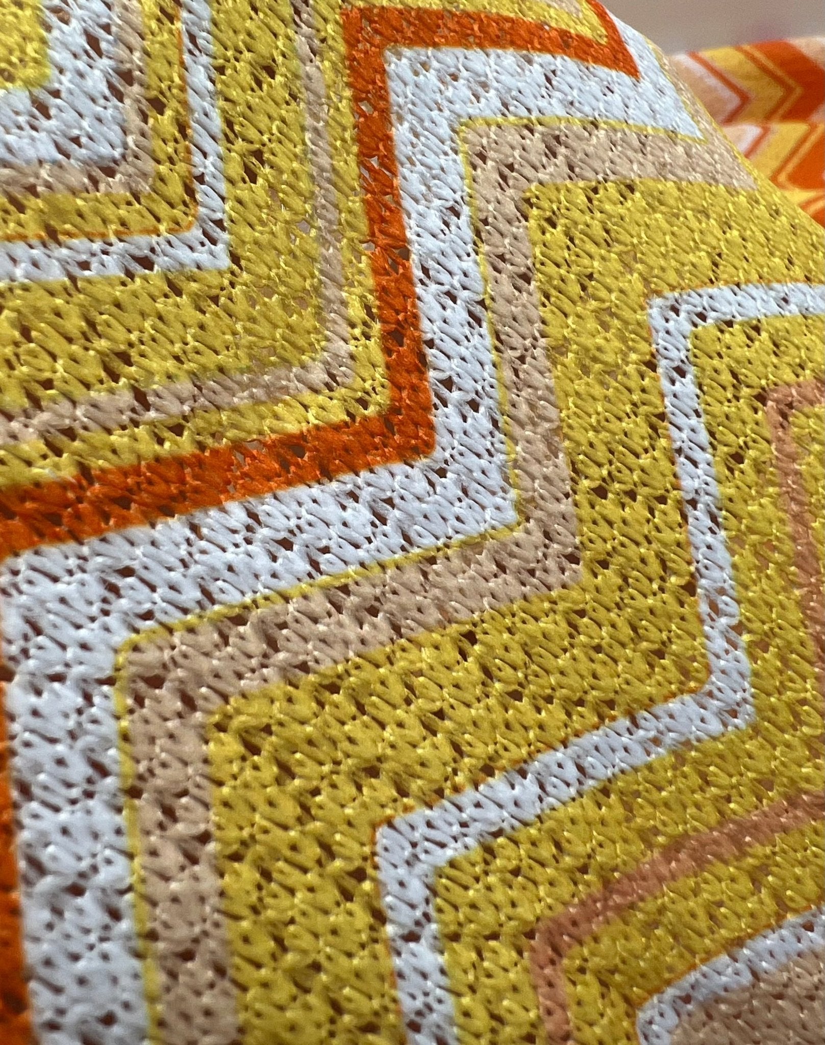 Yellow Orange Zigzag Knitted 4 Way Stretch Fabric - T9 Fabrics