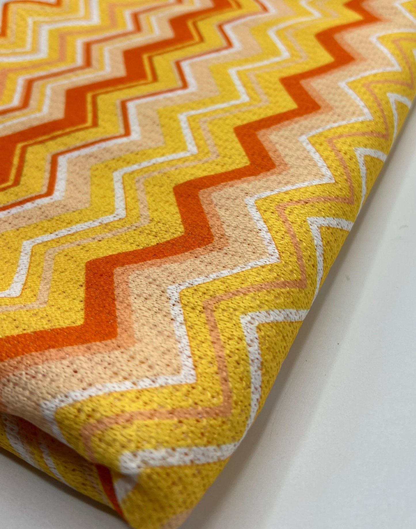 Yellow Orange Zigzag Knitted 4 Way Stretch Fabric - T9 Fabrics