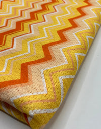 Yellow Orange Zigzag Knitted 4 Way Stretch Fabric - T9 Fabrics