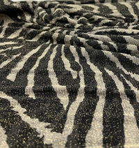 Zebra Gold Shimmer Shiny Print Mesh Fabric 2 Way Stretch - T9 Fabrics