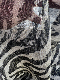 Zebra Gold Shimmer Shiny Print Mesh Fabric 2 Way Stretch - T9 Fabrics