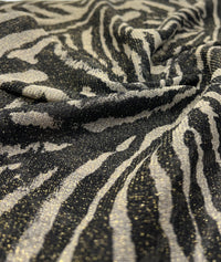 Zebra Gold Shimmer Shiny Print Mesh Fabric 2 Way Stretch - T9 Fabrics