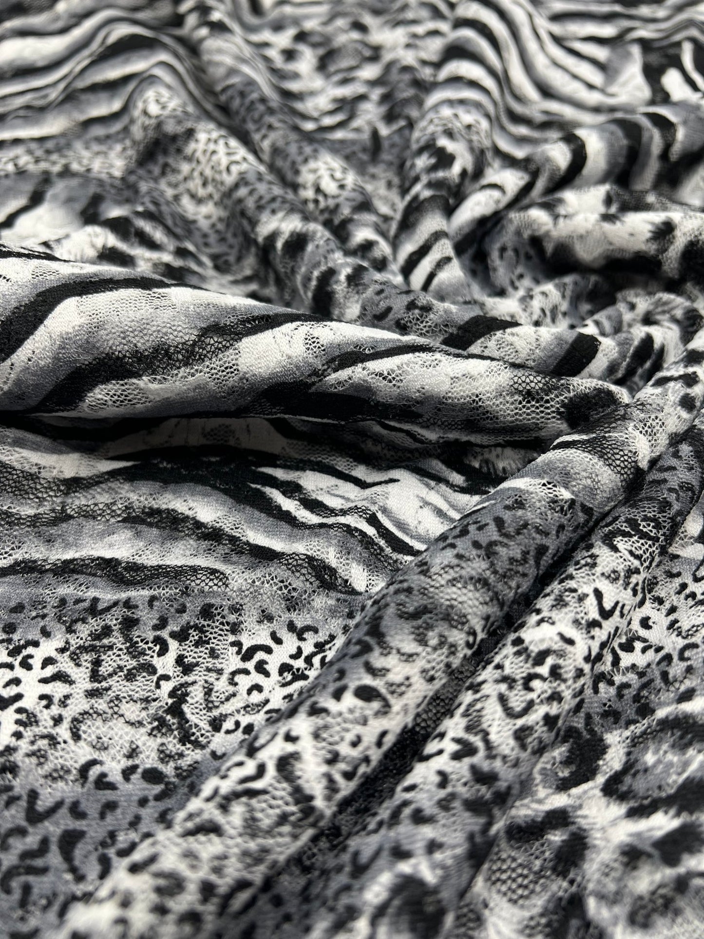 Zebra Multi Animal Lace Fabric Stretch - T9 Fabrics