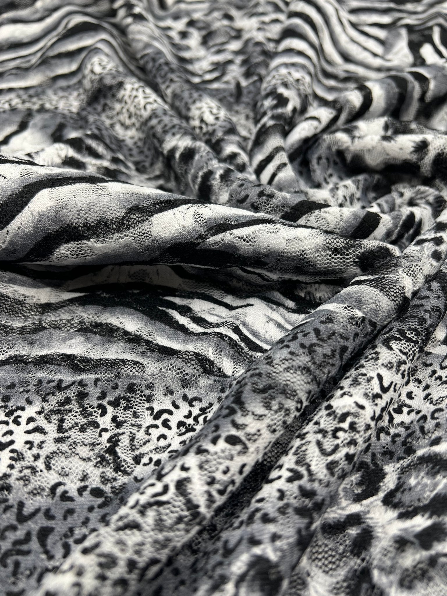 Zebra Multi Animal Lace Fabric Stretch - T9 Fabrics