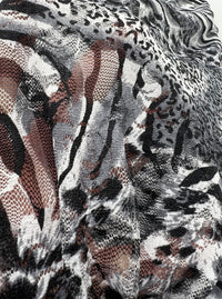 Zebra Multi Animal Lace Fabric Stretch - T9 Fabrics