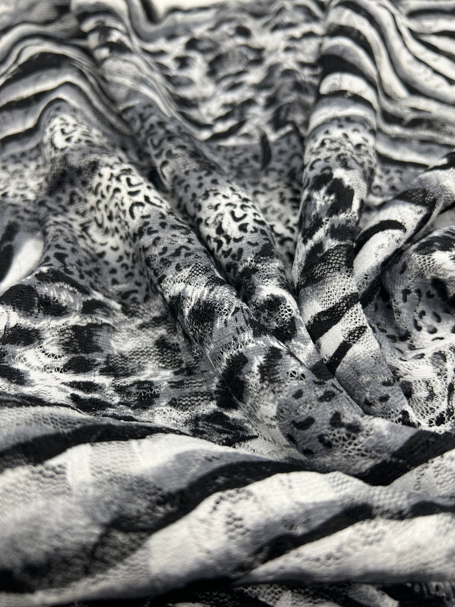Zebra Multi Animal Lace Fabric Stretch - T9 Fabrics