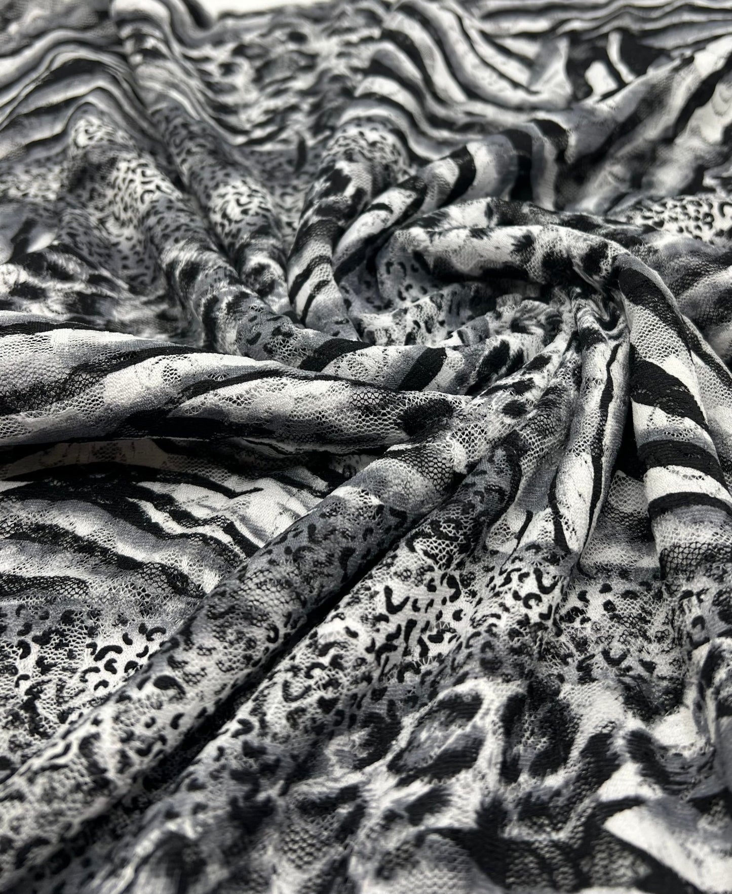 Zebra Multi Animal Lace Fabric Stretch - T9 Fabrics