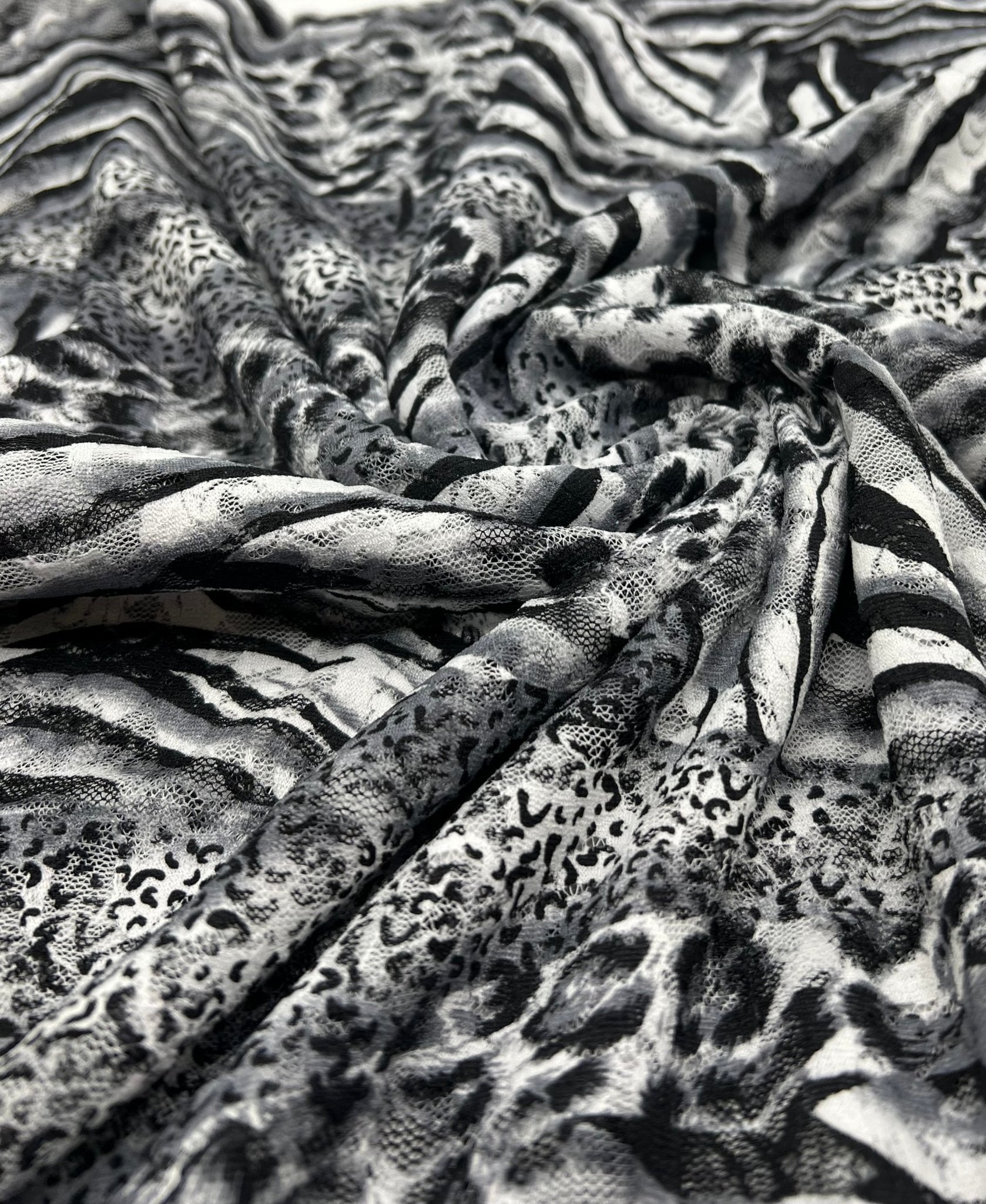 Zebra Multi Animal Lace Fabric Stretch - T9 Fabrics